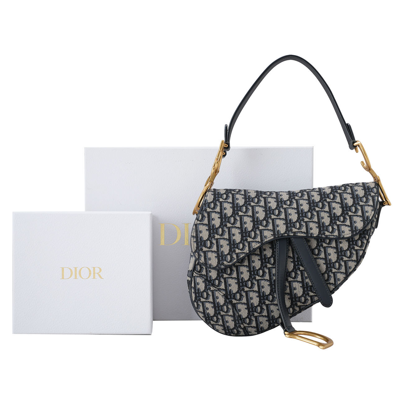 CHRISTIAN DIOR(USED)디올 오블리크 새들백 미듐 & 자수스트랩